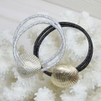【IMPORT】ビーチ/ファッション/アクセサリー/シェル/ダブルリング*ヘアゴム（WHITE/GOLD）