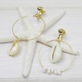 【PalmSeason】オリジナル*天然シェル&ヤシの木アシンメトリーフープ*イヤリング