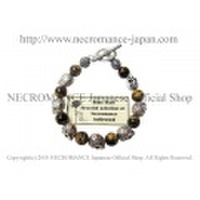 【ネクロマンス NECROMANCE】タイガーアイシルバーローズスカルブレスレット Taiger’s Eye Silver Rose Skull Bracelet 薔薇 骸骨 虎目石