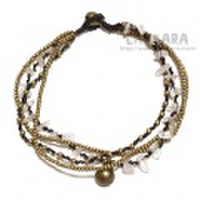 【メール便OK】アジアンストーン4連アンクレット（ローズクォーツ）