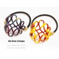 【メール便OK】ヘアゴム べっ甲風 透かし モチーフ マーブル キレイ色 ヘアゴム　全2カラー