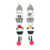 【メール便可】TARATATA　GRASSE MAT’シリーズ　猫と小鳥のロングピアス（フランス）