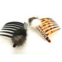 【貴婦人の髪飾り】コーム　真珠とファー飾り