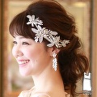 【新着商品】【店舗人気】クールなリーフブライダル髪飾り B-327★シルバーorピンクゴールドの２色展開★