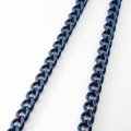 【送料無料】 純チタンネックレスチェーン　キヘイ(喜平)・ブルー　5.9mm幅/45cm C45BB