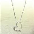 【送料無料】K10ホワイトゴールドダイヤモンドハート0.04ｃｔネックレス