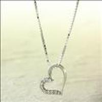 【送料無料】K10ホワイトゴールドダイヤモンドハート0.04ｃｔネックレス