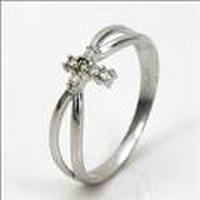 【送料無料】K10ホワイトゴールドダイヤモンドリング