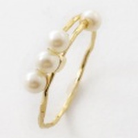 【送料無料】【日本製】合金/イエローゴールド リング/指輪 スライド式 4つ珠 パール フリーサイズ　5373-RG17