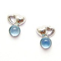 【即日発送可！カボッションカットの優しい輝きが素敵！】 K14ホワイトゴールド ブルートパーズピアス PEWG098