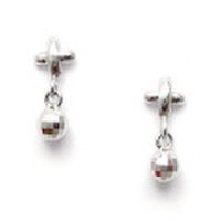 【即日発送可！ミラーボールがキラキラ！】 K14ホワイトゴールド 地金ピアス PEWG150