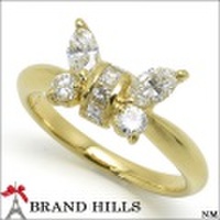 指輪 K18YG リング バタフライ 蝶 ダイヤモンド0.63ct 11号 総重量3.8g 美品 [120793]
