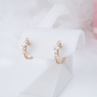 Ｋ10ＰＧフープ形ストーンピアス K10PG 10金ピンクゴールド 彼女 誕生日 ジュエリー アクセサリー ∞ y110131