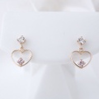 ちぃちゃなハートのピンクストーンが可愛いピアスK10PG 10金ピンクゴールド 彼女 誕生日 ジュエリー アクセサリー ∞ y110152