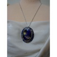 とんぼ玉ガラス紺系　ブローチ3WAY