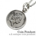 アンティーク コイン ペンダント ≪2mmアズキチェーン割引セット≫ メンズ ネックレス シルバー アクセサリー 本物の硬貨