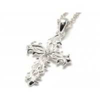 キュービックジルコニア×クロス・シルバーペンダント/p019