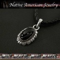 クリックポストのみ送料無料！シルバーペンダントトップ シルバー925 オニキス インディアンジュエリー Native American pendant silver Onyx (ID 03k7)