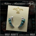 クリックポストのみ送料無料！ピアス インディアンジュエリー シルバー925 ターコイズ Turquoise Sterling Pierced Earrings/Native American style WILD HEARTS Leather&Silver (ID se3220)