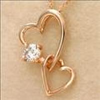 クロスフォーK10PGジルコニアネックレス（ハート）