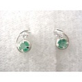 グリーンが顔色を引き締めるK14WG(ホワイトゴールド)エメラルド/CZピアス [y060069]