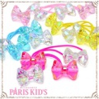 ツインカラー クリア リボン ヘアゴム 大 ２個セット ymgir colpo