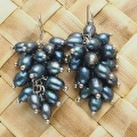 ハワイアンアクセサリー シェルピアスとイヤリング 淡水パールパイナップルブラック