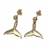 ハワイアンジュエリー / イエローゴールド揺れるホエールテールピアス