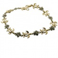 ハワイアンジュエリー 14kゴールド 2トーンプルメリアホヌブレスレット