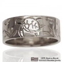 ハワイアンジュエリー オーダーメイド 1.25mm厚 幅8mm 14金ホワイトゴールド フラットリング