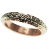 ハワイアンジュエリー オーダーメイド 最適な2mm厚 幅4mm デザイン幅2mmの細めで繊細な2トーンリング