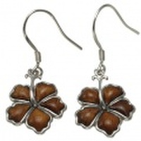 ハワイアンジュエリー コアウッドハイビスカスフックピアス ロジウムコーティング