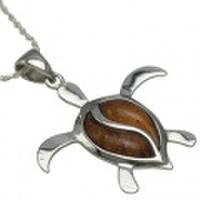 ハワイアンジュエリー コアウッドホヌトップ　Lサイズ ロジウムコーティング