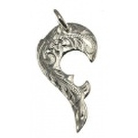 ハワイアンジュエリー ハワイアンオープンハート左側 スクロール 手彫り ペンダントトップ