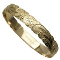 ハワイアンジュエリー 本格オーダーメイドゴールドバングル バレル お手軽な1.25mm厚 10mm　選べるデザインやゴールドカラー