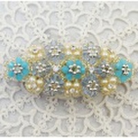 バレッタ／花　ブルー