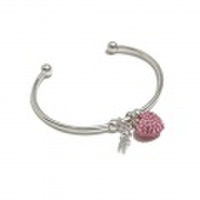 フォリフォリ　ハート&ロゴ　ブレスレット（バングル）　シルバー×ピンク　FOLLI FOLLIE