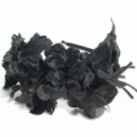 ブランド-Jennifer Ouellette【ウェディング】【パーティ】ヘアアクセサリー◆ヴィンテージベルベットリーフ＆フラワーカチューシャ・ヘッドドレス◆ブラック