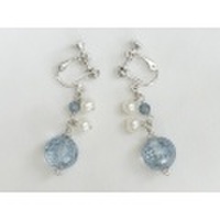 ブルーカラー天然クォーツイヤリング/ピアス