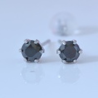 プラチナ ブラックダイヤモンド 0.5ct シンプルピアス