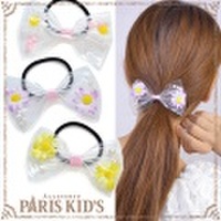 ヘアゴム りぼん リボン フラワー 造花 ヘアアクセサリー ヘアアクセ クリア 花 パール ymgir