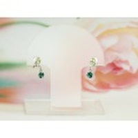 ホワイトゴールド ぺリドット,グリーンクォーツピアス/0390