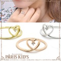 リング 指輪 1粒 ラインストーン ハート フレーム シンプル 10号 ゴールド シルバー ピンクゴールド 可愛い josim ymgir