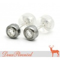 一粒ダイヤ ピアス(ブラックメッキ) K18WG D:0.12 D:0.12 新品 [ダイヤモンド 18金ホワイトゴールド]