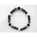 縁起物シリーズ　御守石×磁気ヘマタイトブレスレット【和】黒めのう　0112