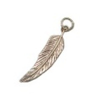 純チタンペンダントトップ　フェザー：中・ピンクゴールド　T13P