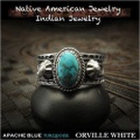新品　オーヴィル・ホワイト/Orville White　リング　25号　アパッチブルー　ターコイズ　 インディアンジュエリー　シルバー925　ナバホ族 Orville White ring USA size#12 Apache Blue Turquoise Indian Jewelry Sterling Silver (ID na3200r73)