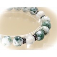 水晶四神彫刻ビーズとツリーアゲートのブレスレット