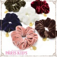 雪の結晶 パール チャーム付き ベロア シュシュ ymgir josim