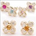 選べる天然石！K14イエローゴールドプチフラワーピアス